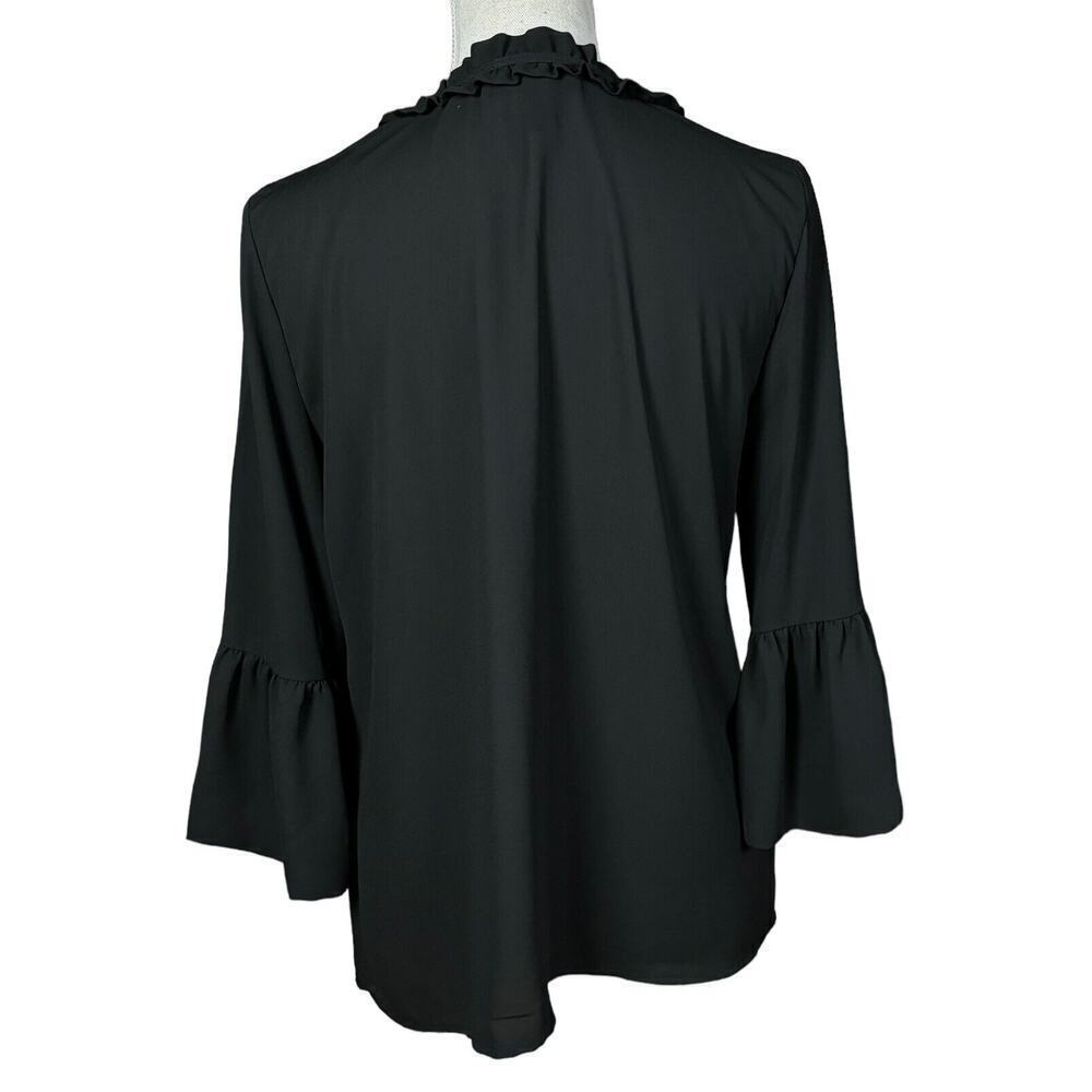 Karl Lagerfeld Tunic Black Size Small Ruffle Peasant Lagenlook Flowy Boho - Picture 3 of 10